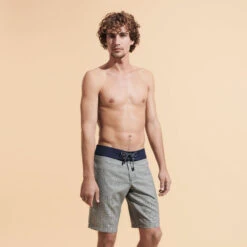 Vilebrequin Men Merinos Wool Long Swim Trunks Prince De Galles -Outdoor Beach & Swimwear MAEU3L48 390 frontworn 3920x3920 1