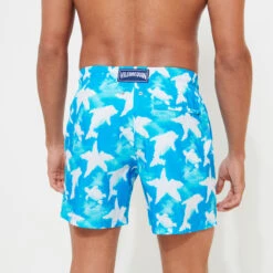 Vilebrequin Men Ultra-light And Packable Swim Trunks Clouds -Outdoor Beach & Swimwear MAHC3J06 398 backworn 3920x3920 1
