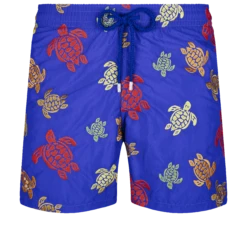 Vilebrequin Men Embroidered Swim Trunks Ronde Des Tortues - Limited Edition