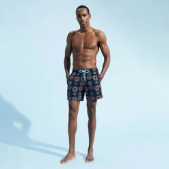 Vilebrequin Men Swim Trunks Embroidered Poulpes Neon - Limited Edition -Outdoor Beach & Swimwear MISH3C41 390 frontworn 3920x3920 1