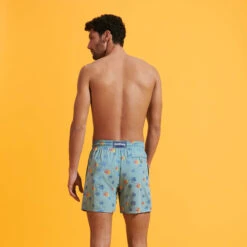 Vilebrequin Men Swim Trunks Embroidered Piranhas - Limited Edition -Outdoor Beach & Swimwear MISU3C17 372 backworn 3920x3920 1