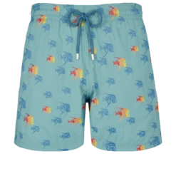 Vilebrequin Men Swim Trunks Embroidered Piranhas - Limited Edition