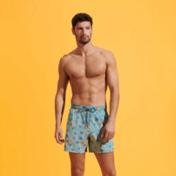 Vilebrequin Men Swim Trunks Embroidered Piranhas - Limited Edition -Outdoor Beach & Swimwear MISU3C17 372 frontworn 3920x3920 1
