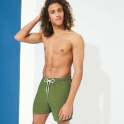 Men Swim Trunks Solid - Vilebrequin X Highsnobiety -Outdoor Beach & Swimwear MOOH0A00 422 frontworn 3920x3920 1