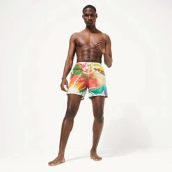 Men Swim Trunks Gra - Vilebrequin X John M Armleder -Outdoor Beach & Swimwear MOOH2B11 987 backworn 3920x3920 1