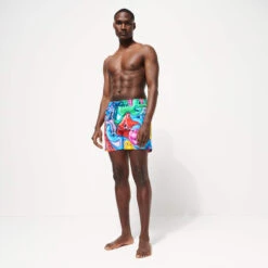 Men Swim Trunks Faces In Places - Vilebrequin X Kenny Scharf -Outdoor Beach & Swimwear MOOH2B61 987 frontworn 3920x3920 1