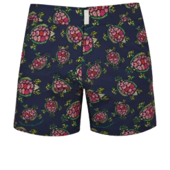 Vilebrequin Men Stretch Short Swim Trunks Flat Belt Provencal Turtles