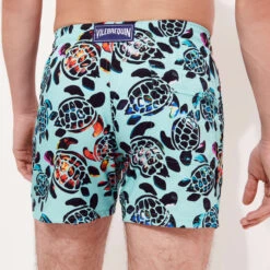Vilebrequin Men Stretch Swim Trunks Screen Turtles -Outdoor Beach & Swimwear MSOC3F02 333 backworn 3920x3920 1