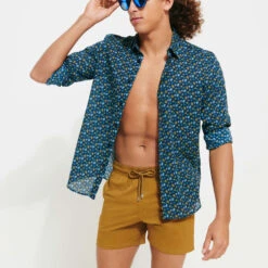 Vilebrequin Men Stretch Swim Trunks Solid -Outdoor Beach & Swimwear MSOE9E01 512 supp1 3920x3920 1