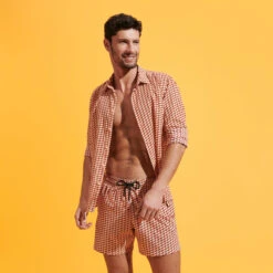 Vilebrequin Men Stretch Swim Trunks Micro Mouettes -Outdoor Beach & Swimwear MSOH3F40 121 supp1 3920x3920 1