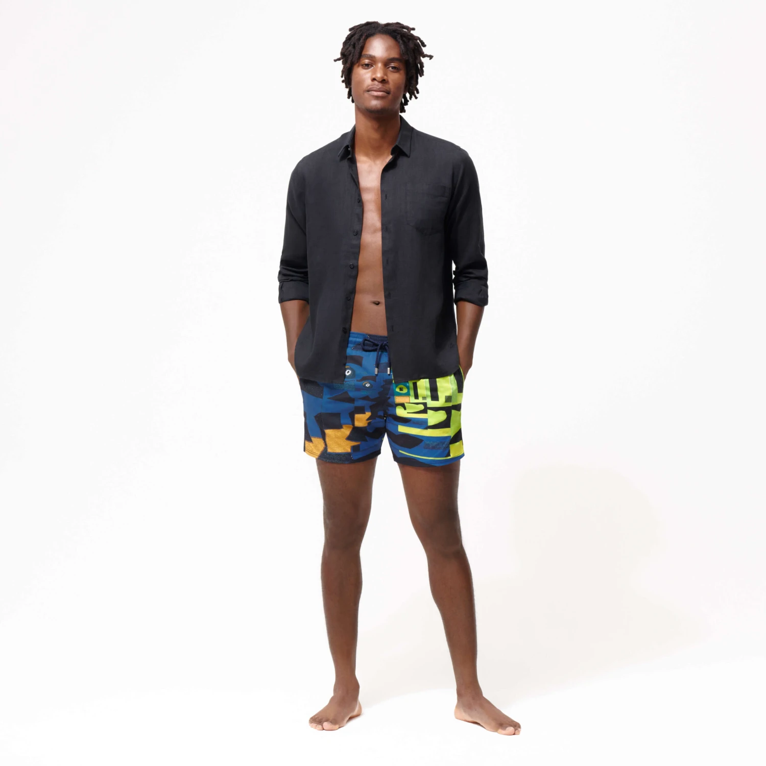 Men Stretch Swim Trunks Eternité - Vilebrequin X Deux Femmes Noires 8 Men Stretch Swim Trunks Eternité - Vilebrequin X Deux Femmes Noires - Image 6