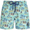 Men Stretch Swim Trunks Palms & Surfs - Vilebrequin X The Beach Boys -Outdoor Beach & Swimwear MSOZ3F12 381 front 3920x3920 1