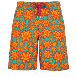 Vilebrequin Men Long Swim Trunks Poulpes Neon