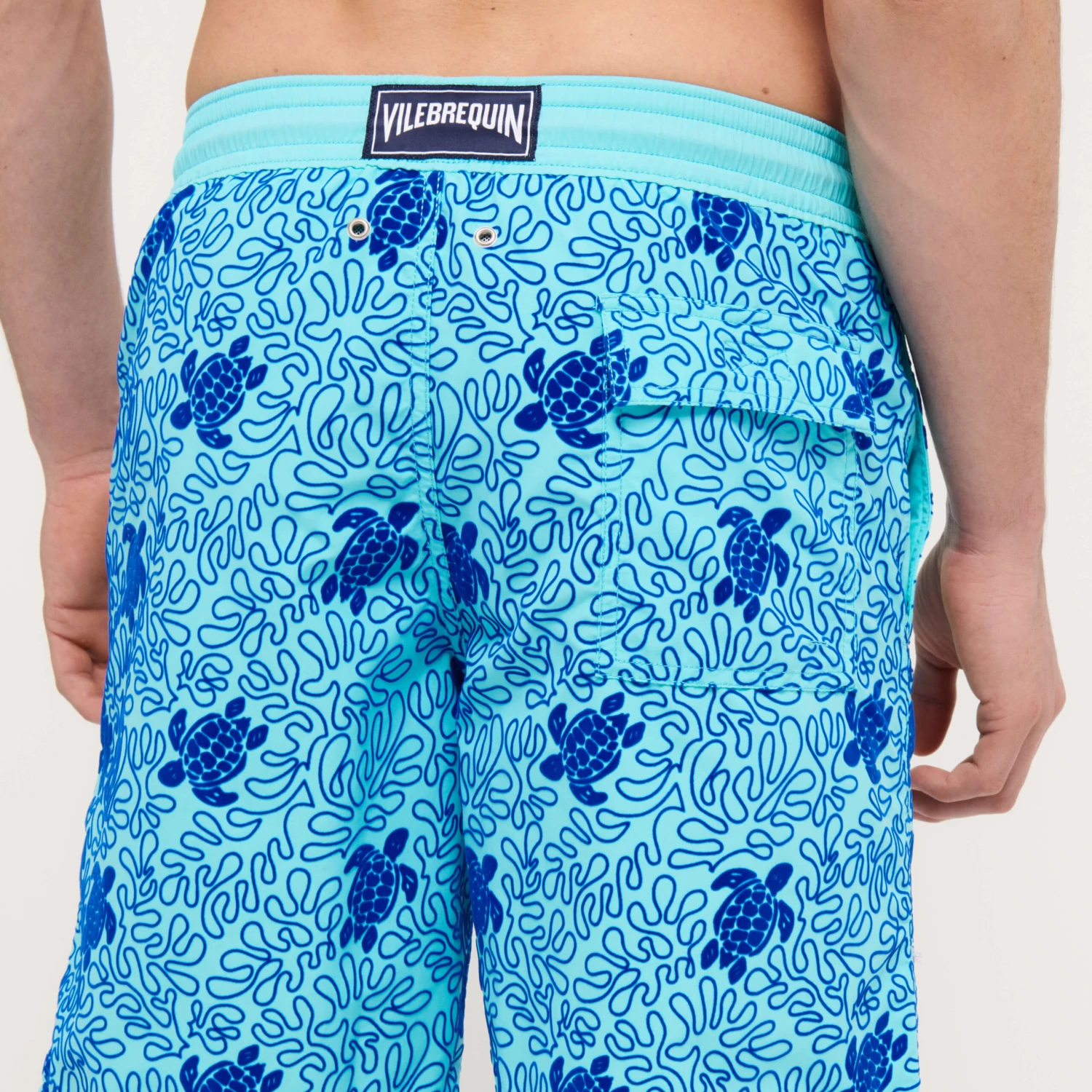 Vilebrequin Men Swim Trunks Long Turtles Splash Flocked 8 Vilebrequin Men Swim Trunks Long Turtles Splash Flocked - Image 6