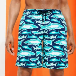 Vilebrequin Men Long Swim Trunks Requins 3D -Outdoor Beach & Swimwear OKOC3B07 390 supp1 3920x3920 1