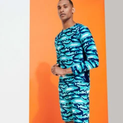 Vilebrequin Men Long Swim Trunks Requins 3D -Outdoor Beach & Swimwear OKOC3B07 390 supp4 3920x3920 1