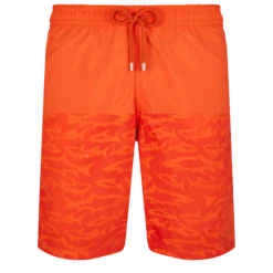 Vilebrequin Men Long Swim Trunks Water-reactive Requins 3D