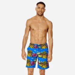 Men Swim Trunks Long Vilebrequin X Hunt Slonem -Outdoor Beach & Swimwear OKOH9B01 399 frontworn 3920x3920 1