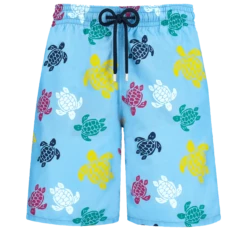Vilebrequin Men Long Swim Trunks Ronde Des Tortues Multicolores