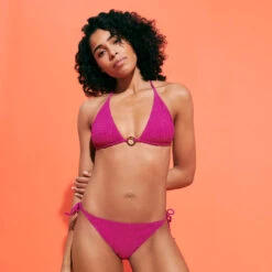 Vilebrequin Women Bikini Bottom Mini Brief To Be Tied Plumetis -Outdoor Beach & Swimwear OUFH3G79 215 frontworn 3920x3920 1