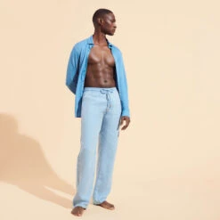Vilebrequin Men Linen Pants Solid Mineral Dye -Outdoor Beach & Swimwear PACH3U10 299 supp1 3920x3920 1