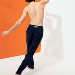 Vilebrequin Men Linen Pants Solid -Outdoor Beach & Swimwear PACP613P 390 backworn 3920x3920 1