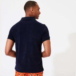 Vilebrequin Men Terry Cloth Polo Shirt Solid 12 Vilebrequin Men Terry Cloth Polo Shirt Solid -Outdoor Beach & Swimwear PAFP551P 390 backworn 3920x3920 1