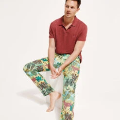 Vilebrequin Men Printed Linen Pants Jungle Rousseau -Outdoor Beach & Swimwear PAHC3U03 414 supp1 3920x3920 1