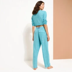 Vilebrequin Unisex Linen Pants Solid -Outdoor Beach & Swimwear PIEU2O00 374 frontworn 3920x3920 1