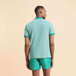 Vilebrequin Men Cotton Changing Color Pique Polo Shirt -Outdoor Beach & Swimwear PLNU3N02 467 backworn 3920x3920 1
