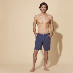 Vilebrequin Men Tencel Bermuda Shorts Solid 11 Vilebrequin Men Tencel Bermuda Shorts Solid -Outdoor Beach & Swimwear PNCU3X04 390 frontworn 3920x3920 1