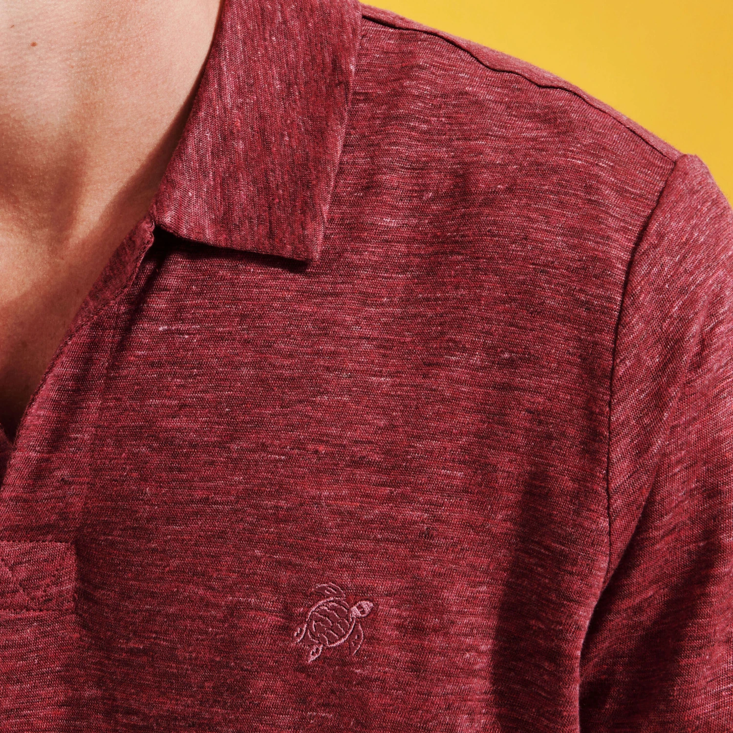 Vilebrequin Men Linen Jersey Polo Shirt Solid 8 Vilebrequin Men Linen Jersey Polo Shirt Solid - Image 6