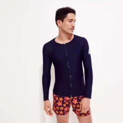 Vilebrequin Men Long Sleeves Zipper Rashguard Solid -Outdoor Beach & Swimwear RGZU2R35 390 supp2 3920x3920 1