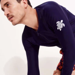 Vilebrequin Men Long Sleeves Zipper Rashguard Solid -Outdoor Beach & Swimwear RGZU2R35 390 supp5 3920x3920 1