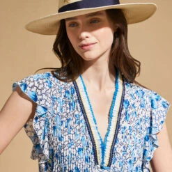 Women Mini Dress Iris Lace- Vilebrequin X Poupette St Barth -Outdoor Beach & Swimwear SSAU3X21 301 supp4 3920x3920 1