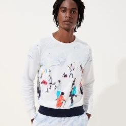 Men Cotton Sweatshirt Ski - Vilebrequin X Massimo Vitali -Outdoor Beach & Swimwear SWT8563H 330 frontworn 3920x3920 1