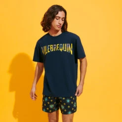 Vilebrequin Men Organic Cotton T-shirt Sud 9 Vilebrequin Men Organic Cotton T-shirt Sud -Outdoor Beach & Swimwear TRKU3P04 390 frontworn 3920x3920 1