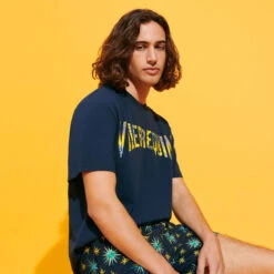 Vilebrequin Men Organic Cotton T-shirt Sud 11 Vilebrequin Men Organic Cotton T-shirt Sud -Outdoor Beach & Swimwear TRKU3P04 390 supp4 3920x3920 1